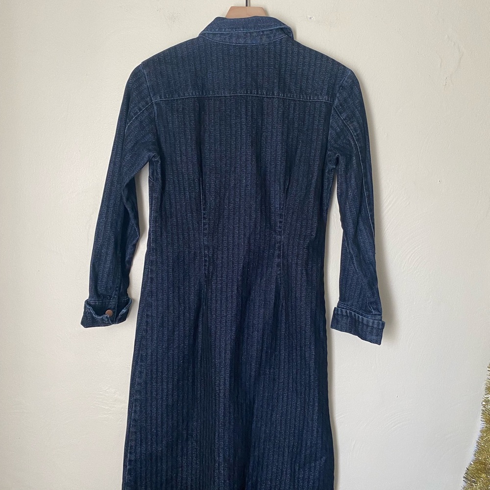 Y2K Faded Glory Button Front Shirt Dress Brushed Denim Dark Indigo Small - Picture 4 of 5